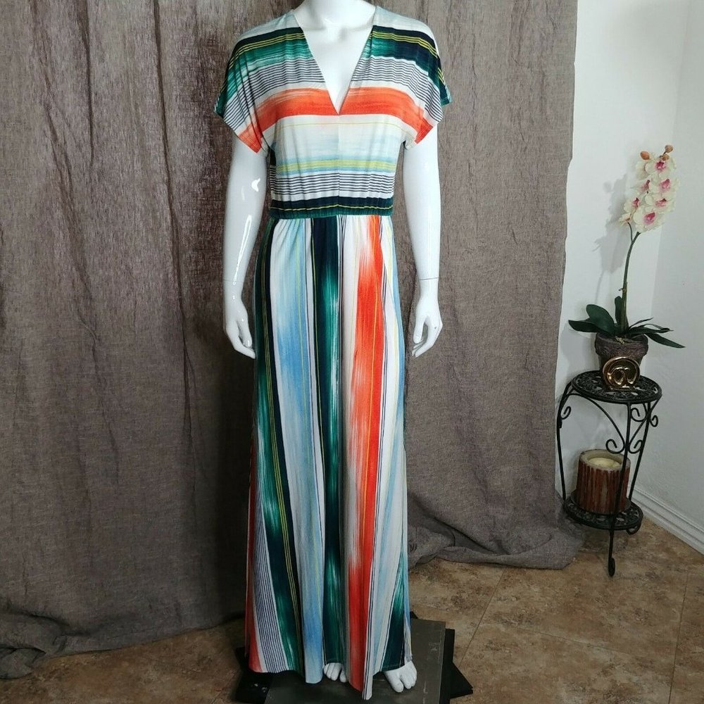 Make offer! BCBGMaxAzria Multicolor Striped Maxi Dress Large